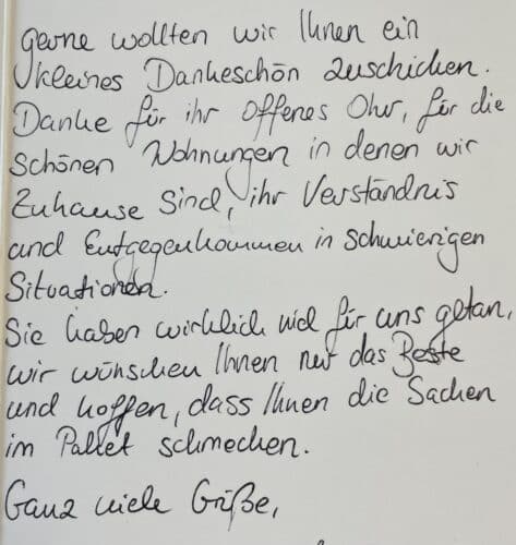 Ein Dankeschön, das uns berührt!